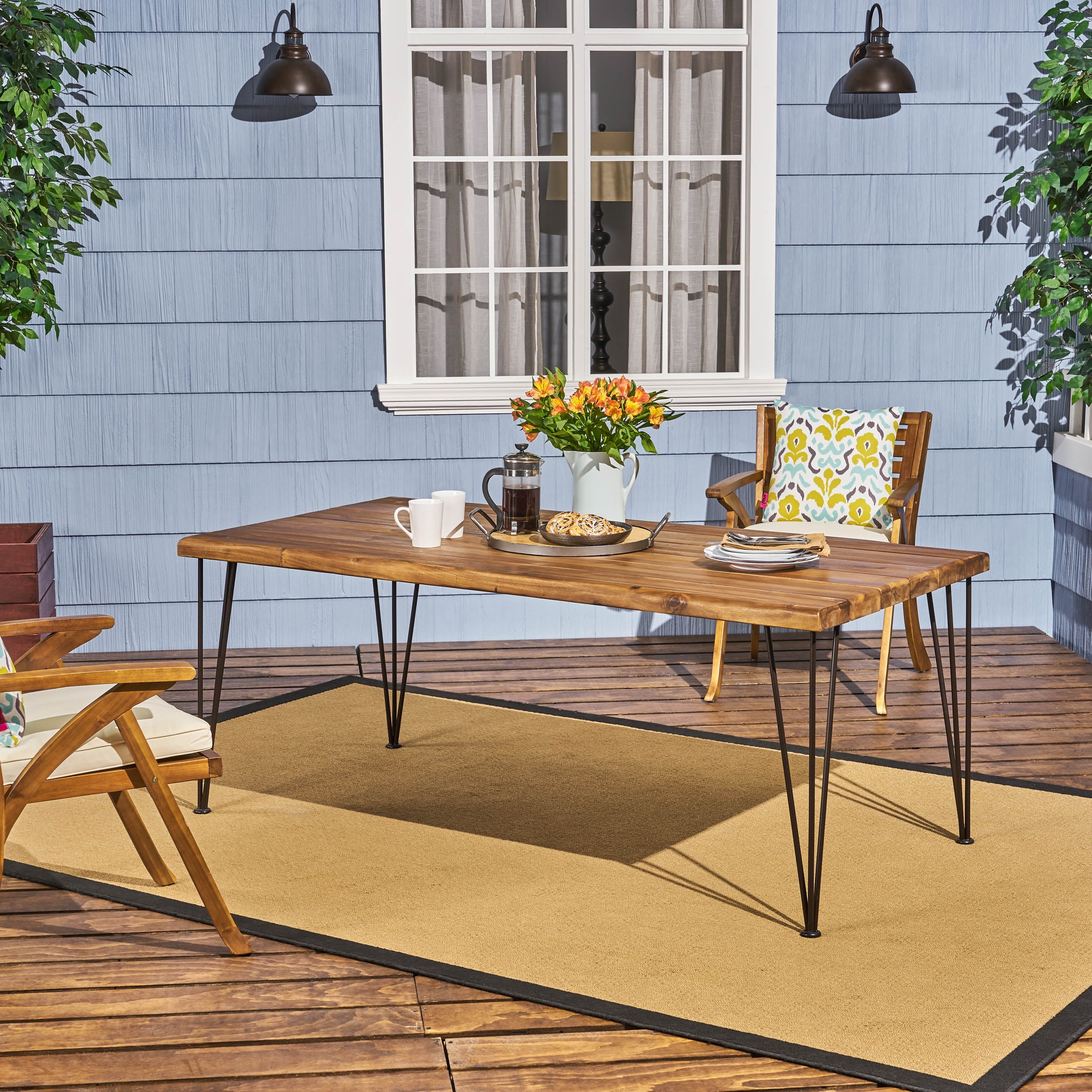 Joy Zion Outdoor Acacia Wood Rectangular Dining Table with ...