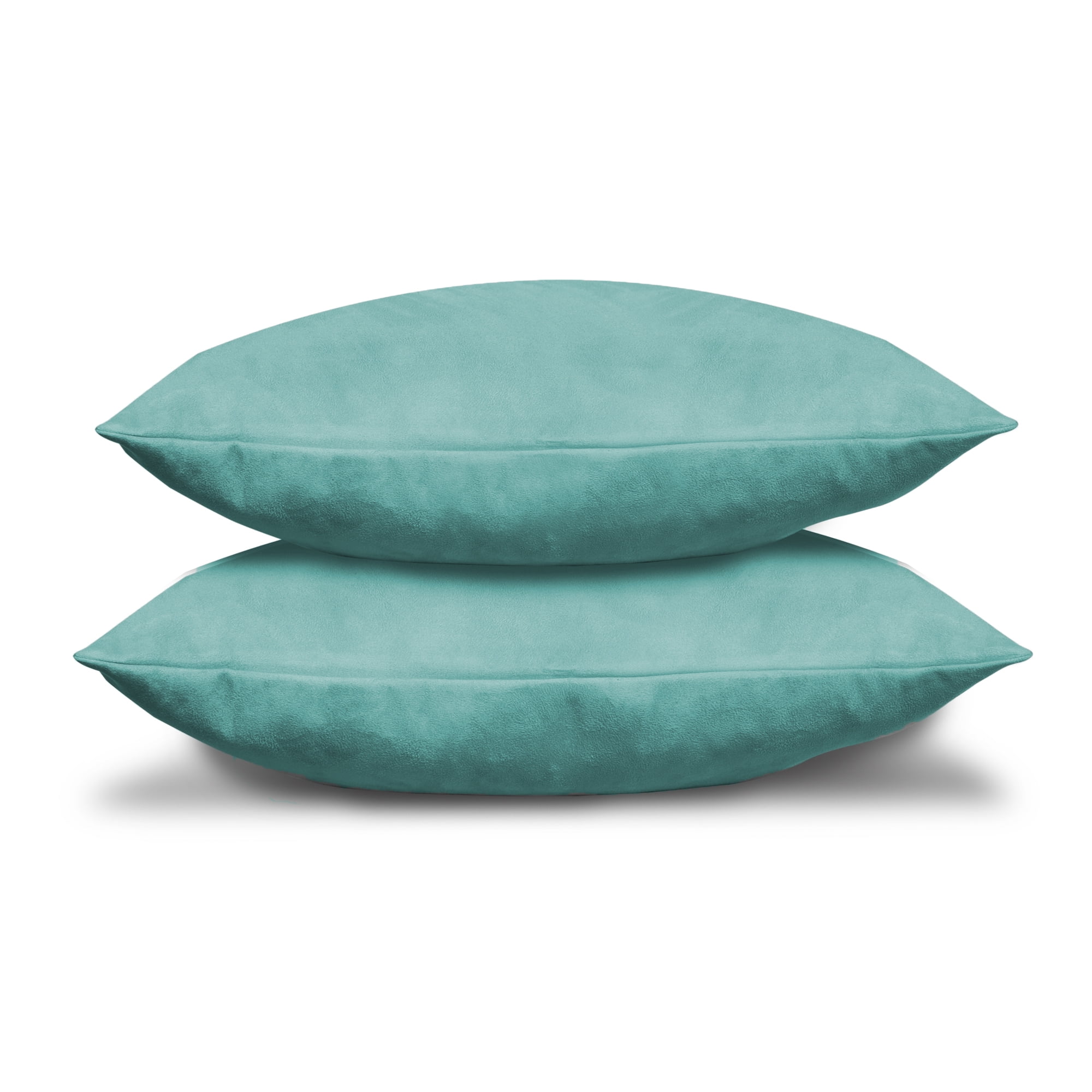 Pack of 2 Solid Faux Suede Soft Decorative Square European Pillow Covers for Sofa Living Room and Bedroom (26 x 26, Aqua)