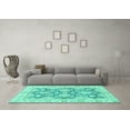 thumbnail image 3 of Ahgly Company Machine Washable Indoor Square Oriental Turquoise Blue Traditional Area Rugs, 7' Square, 3 of 4