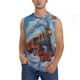 thumbnail image 1 of Fotbe Cartoon Train Hot Air Balloon Men's Camiseta sin Mangas Estampada para Hombres, Playera Casual para Gimnasio, Entrenamiento, Playa-X-Large, 1 of 7