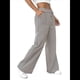 thumbnail image 3 of Pantalones de Salón A Rayas de Pierna para Mujer, Cintura Elástica y Bolsillos Marrón L, 3 of 9