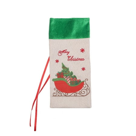 

BONYOUN 1Pcs Home Sled Pattern Christmas Wine Bottle Cover Touch Flax Festive Ambience Wine Bottle Bag for Bar