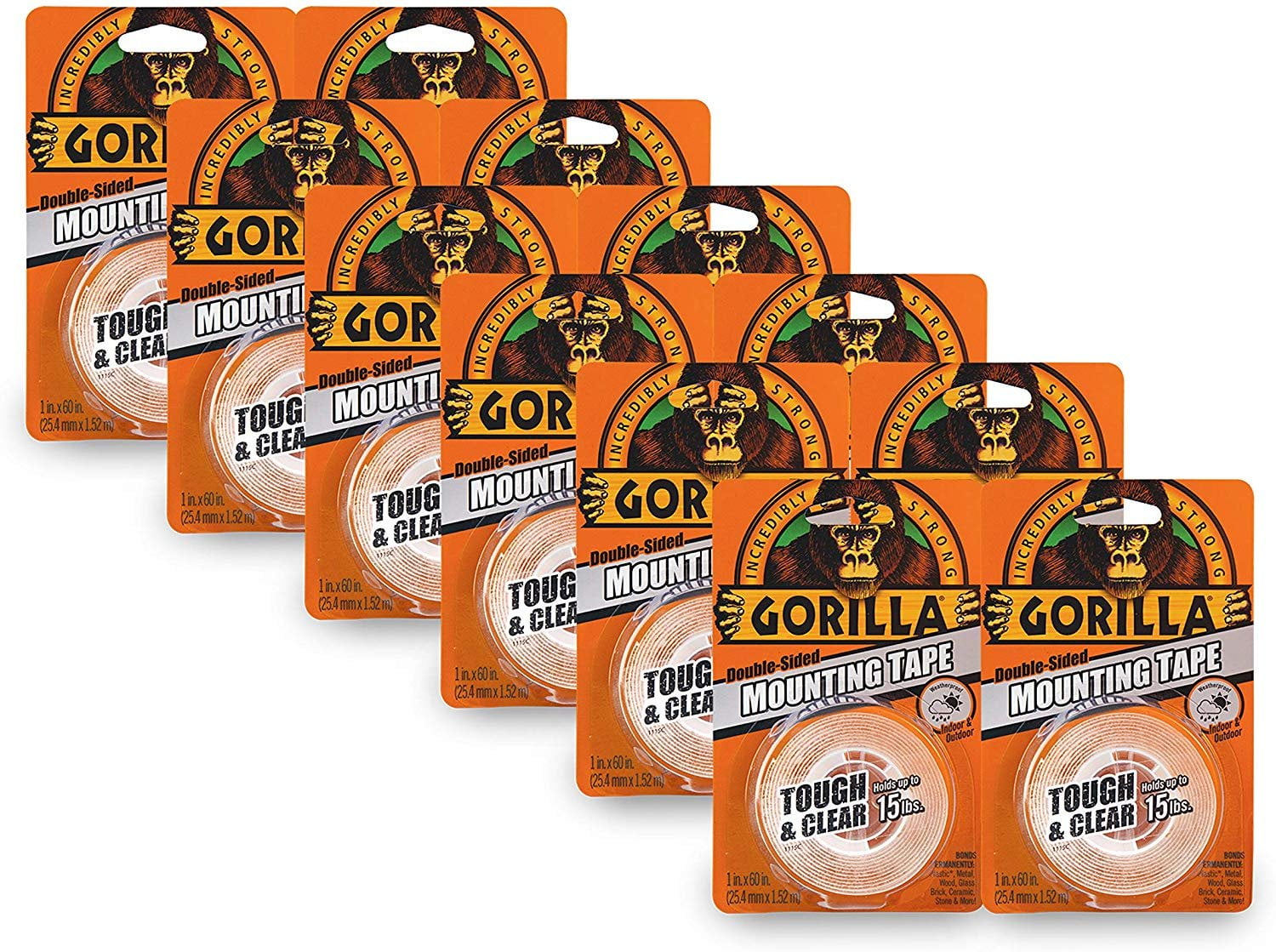 GORILLA GLUE 6065003 GORILLA CLEAR DOUBLE SIDED MOUNTING TAPE 1 IN. X 60  IN. HOLDS UP TO 15 LBS – Equiparts