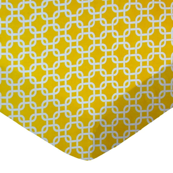 SheetWorld Fitted 100% Cotton Percale Square Play Yard Sheet Fits Joovy 38 x 38, Lemon Yellow Links