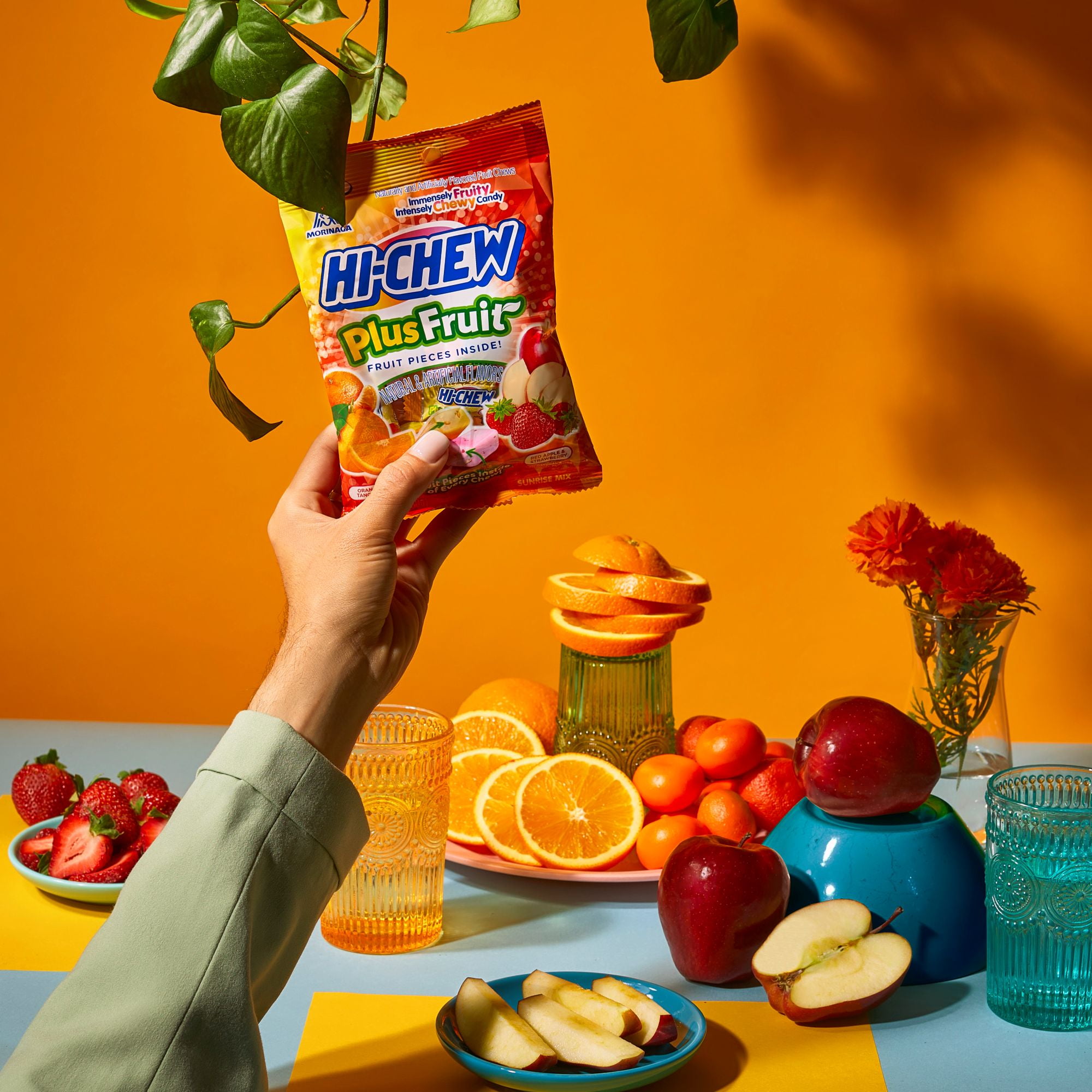 HI-CHEW Plus Fruit Mix, 6 Bags, 2.82oz each - Orange Tangerine Red Apple Strawberry, Unique Fun Soft & Chewy Candy - Immensely Juicy Fruity Candy Flavors, Individually Wrapped for Sharing