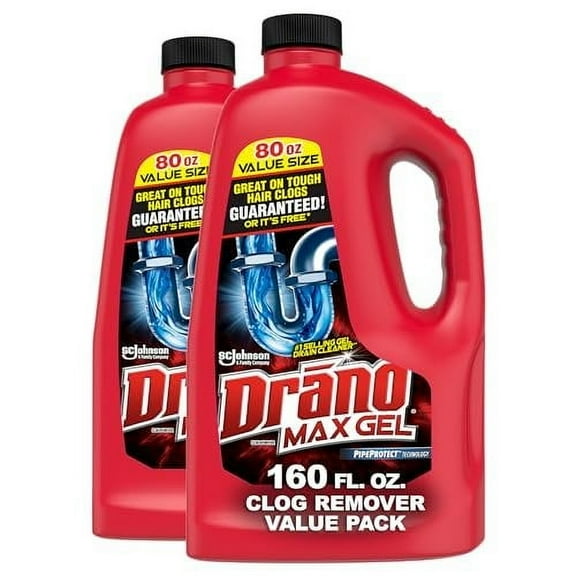 Drano Max Gel Drain Clog Remover - Unclogs Hair & Soap Scum - 80 Fl Oz Pack Of 2