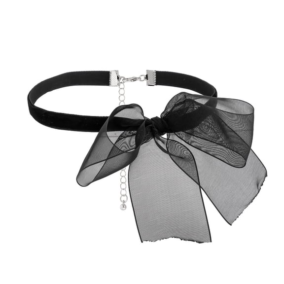 ZPAQI Elegant Black Mesh Bowknot Choker Fashion Collar Necklace Sweet Neck Chain For Valentine's Day Gift