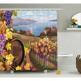 thumbnail image 1 of Wine Decor Shower Curtain Set, Countryside Landscape in Vineyard Agriculture Winemaking Season Grapes in Farm Art Print, Bathroom Decor, Blue Yellow, by Ambesonne, 1 of 1