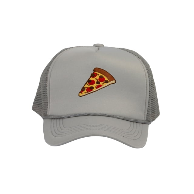 Adult Men's Pepperoni Pizza Slice Rope Foam Trucker Hat, Light Grey