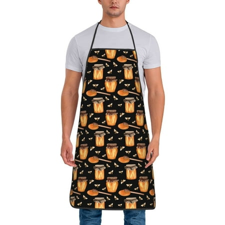 

Matuu Bee and Honey for Cooking Apron for Men and Women Adjustable Strap and Waist Ties for Baking Cooking Gardening