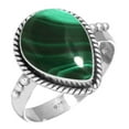 thumbnail image 1 of 925 Sterling Silver Ring For Women - Girls Green Natural Malachite Gemstone Silver Ring Size 9.5 May Birthstone Silver Ring Size 9.5 Valentine's Day Gift For Women Gemstone 925 Silver Jewelry, 1 of 6