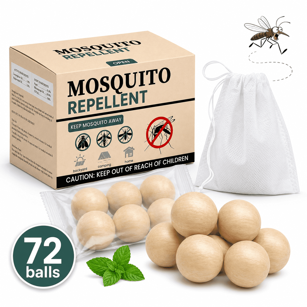 VKY Mosquito Repellent Outdoor Balls, 72 Count Bug Repellent for Patio, Garden and RV Trips