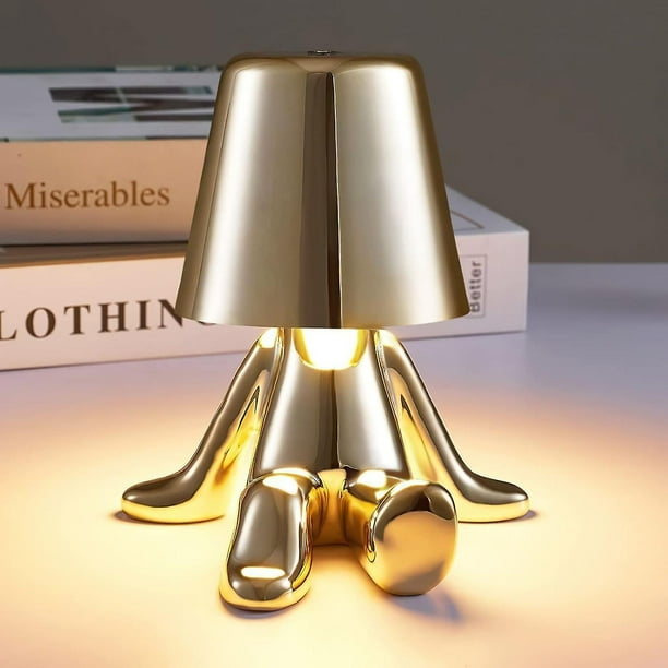 Bedside Touch Control Table Lamp, Golden Man Statue Led Table Lamp, Usb Rechargeable, 3-speed Dimmer, Home Living Room Office Decorative Table Lamp