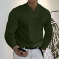 thumbnail image 2 of Dagegui Mens Basic Shirts Long Sleeve V Neck T-Shirts Solid Color Casual Loose Pullover Shirt Lightweight Breathable Fall Tops Men's Daily Tees Army Green,S, 2 of 5