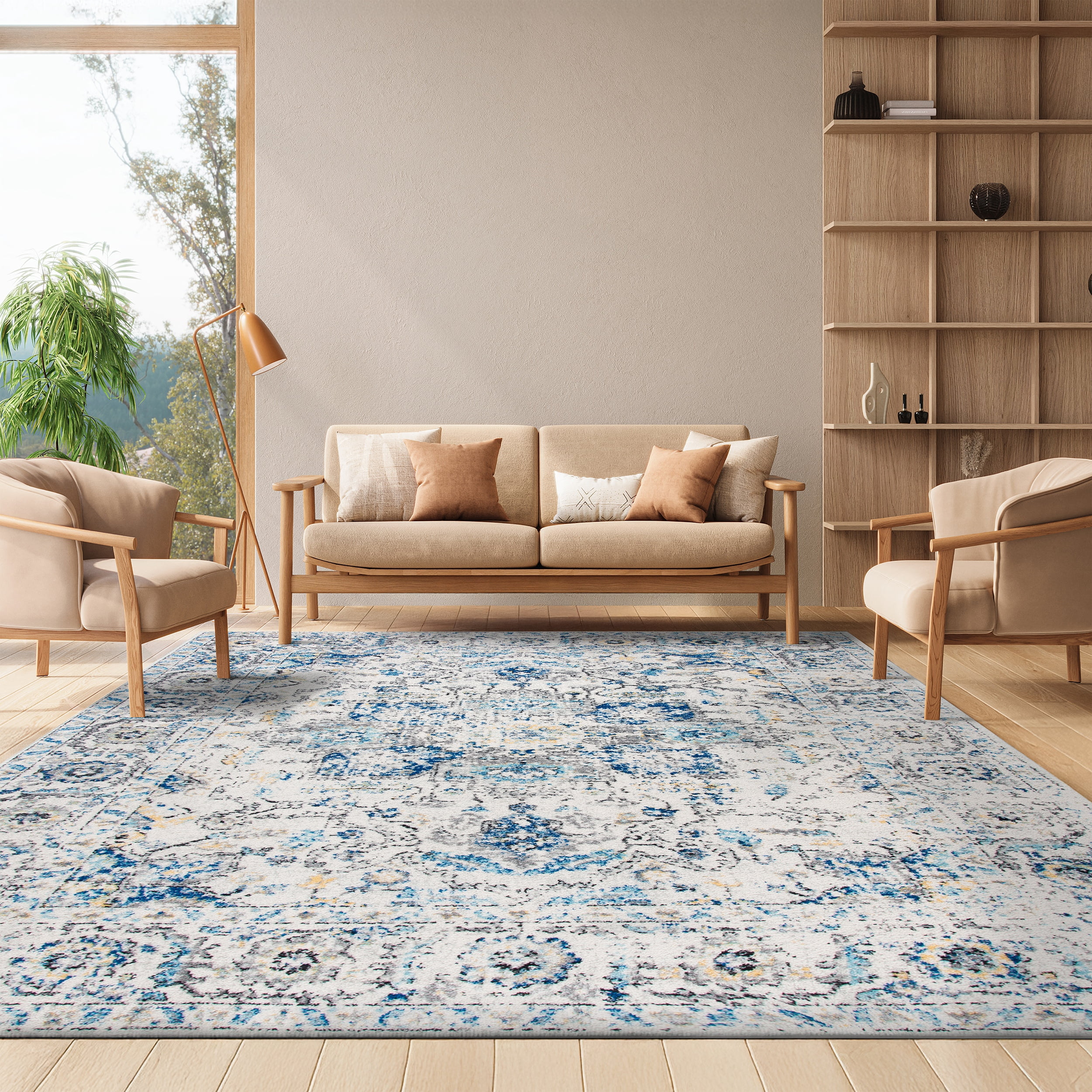 SAFAVIEH Madison Katina Oriental Area Rug, Grey/Ivory, 8' x 10' - Large - Traditional Design, Grey & Ivory, Non-Shedding & Easy Cleaning, Ideal for Living Room, Bedroom, Dining Space
