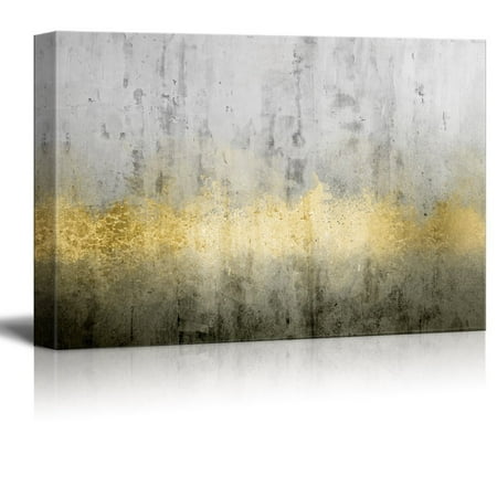 Wall Art With Paint wall26 Canvas Print Wall Art - Abstract Grunge Wall with Golden Paints - Gallery Wrap Modern Home Decor | Ready to Hang - 24