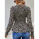 thumbnail image 5 of Blusa plisada con mangas largas abullonadas y puños fruncidos, talla L, túnica negra coqueta, 5 of 7