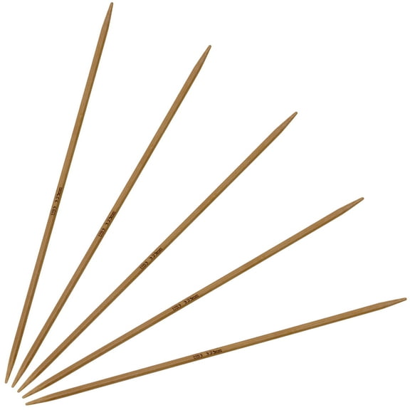 JubileeYarn 7" Double Point Bamboo Knitting Needles Set - 3.25mm - Carbonized Brown