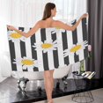 thumbnail image 6 of Coolnut Beautiful Striped Daisy Bath Towels with 1 Washcloth, 27"x54" + 12"x12"100% Cotton Bathroom Towels Set, Ultra Absorbent and Super Soft Bath Towel for Hotel, Home, 6 of 6