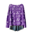 thumbnail image 4 of WTOBBY Women's Fashion Long Sleeve Halloween Print Sweater, Themed Pullover with Spooky Designs, Cozy and Stylish Top for Fall Parties and Events,Light Purple S, 4 of 5