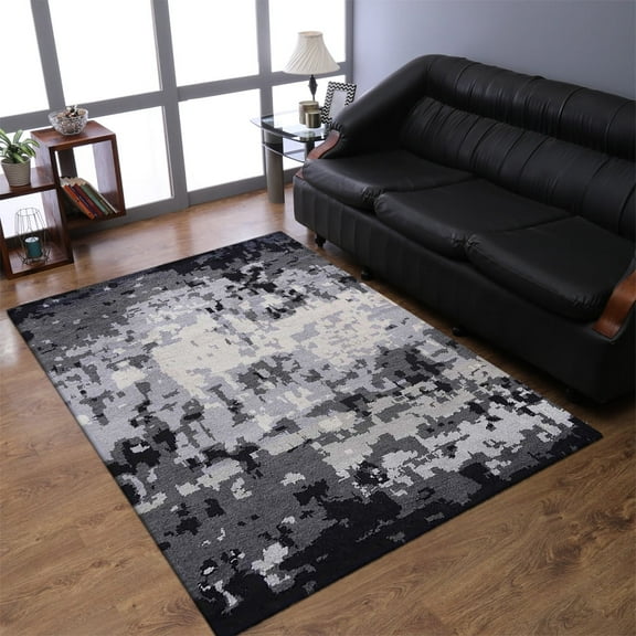 Rugsotic Carpets Hand Knotted Silk Area Rugs - 3'X5', Rectangle, Multicolor, Abstract Modern Design, High Pile Thick Handmade Anti Skid Area Rugs For Living Room, Bed Room (Ns3306)