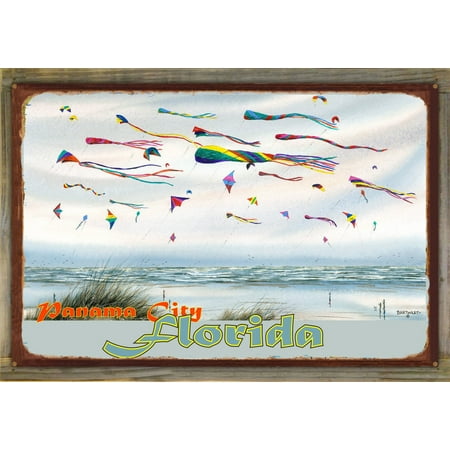 Panama City Florida Flying Kites Rustic Metal Print on Reclaimed Barn Wood by Dave Bartholet (24