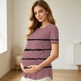 thumbnail image 4 of Ohufall Pregnant Womans T-shirts Striped Breastfeeding Maternity Tops Short Sleeve Breathable Casual Lactation Tops, 4 of 8