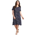 thumbnail image 2 of Roaman's Women's Plus Size Stretch Knit Short Sleeve Swing Dress With Pockets, 2 of 2