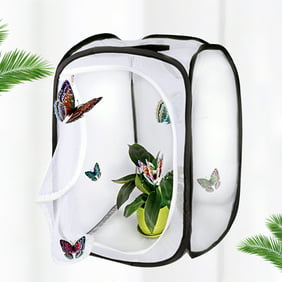 Shulemin Breeding Display Box Mesh Collapsible Zipper Stick Insect Butterfly Habitat Cage,White