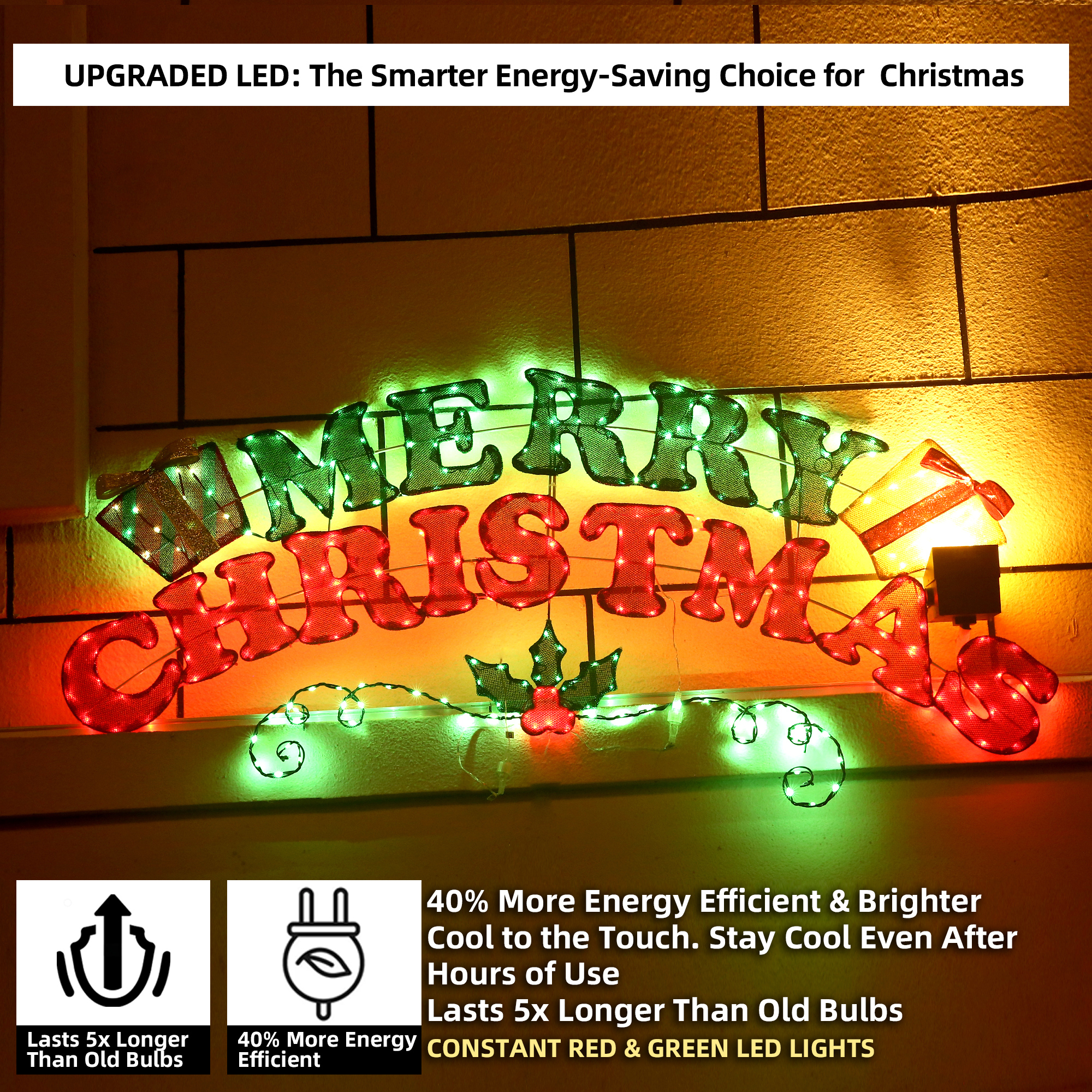 Starfree 60"L Merry Christmas Sign Outdoor Christmas Yard Decoration Light Outdoor Christmas Lawn Ornaments Yard Sign Decor with LEDs for Porch Garden