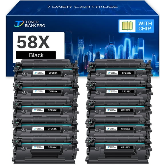 58A 58X Laserjet Toner Cartridge (with Chip) CF258A CF258X Compatible for HP 58X CF258X 58A CF258A Used for Laserjet Pro M404n MFP M428fdw Printer Ink (Black, 10-Pack)