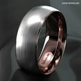 thumbnail image 4 of Tungsten Rings for Men Wedding Bands for Him Womens Wedding Bands for Her 6mm Silver Brushed Rose Gold Inlay, 4 of 8