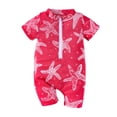 thumbnail image 4 of Gubotare Toddler One Piece Swimsuit Swimming Costume Boys Swimsuit All in One Short Sleeve UV50 Protection 3 6 Months (Red,3-6 Months), 4 of 4
