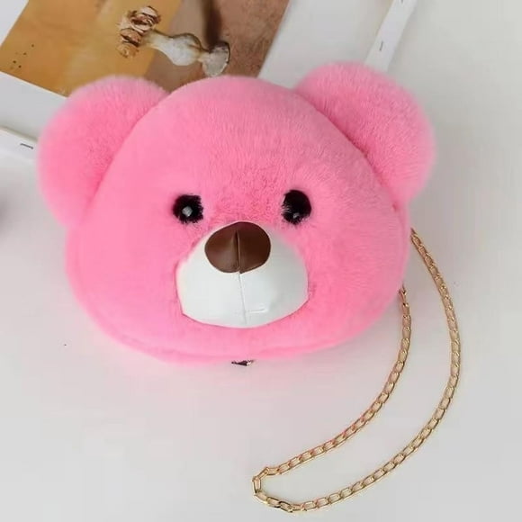 New Doll Lolita Bag Plush Bear Head Crossbody Bag Cute Small Bag Japanese Furry Lolita Bear Bag