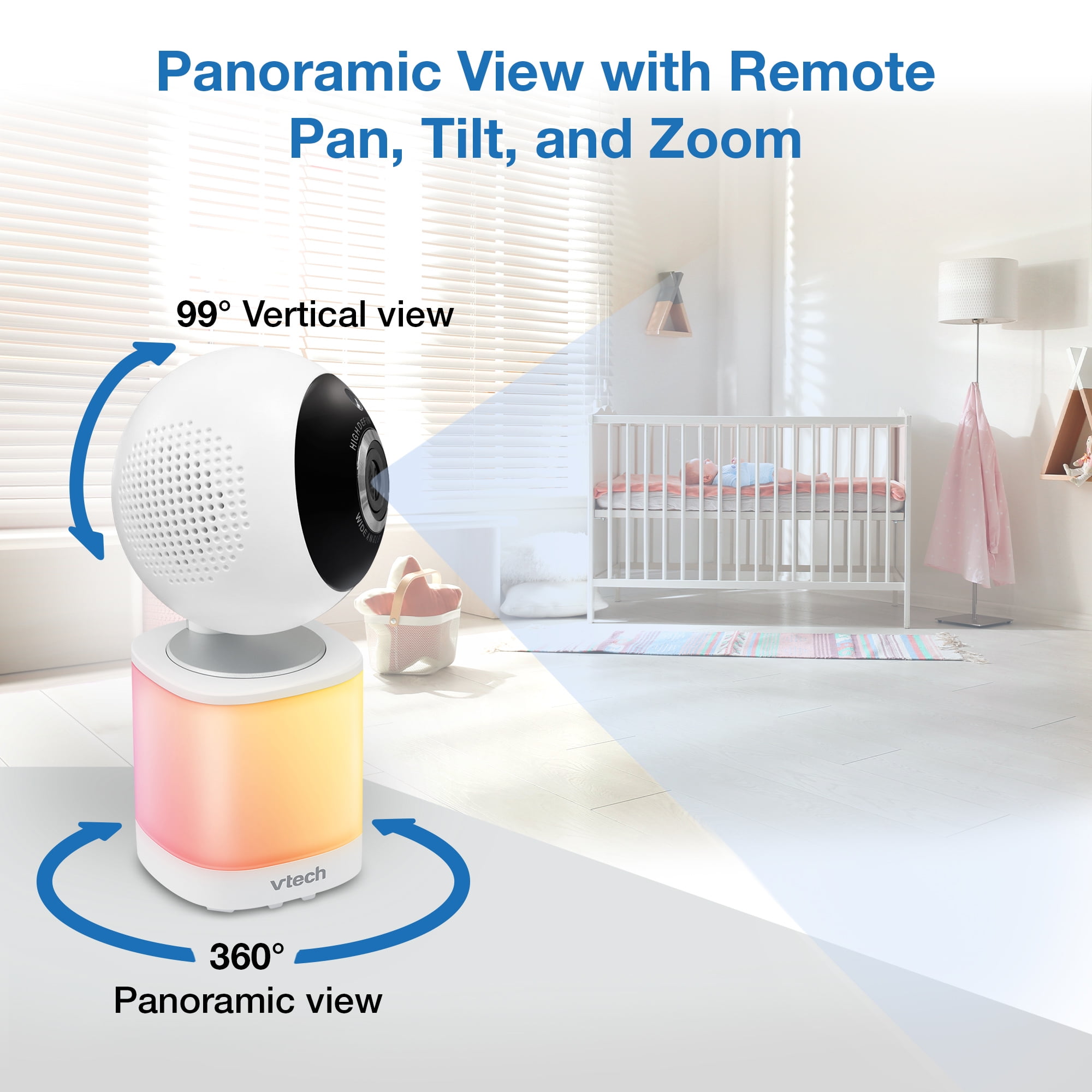 VTech VM7468HQ 7″ Digital Video Baby Monitor – Pan-Tilt-Zoom, Multi-Color Night-Light & 1,000 ft Range