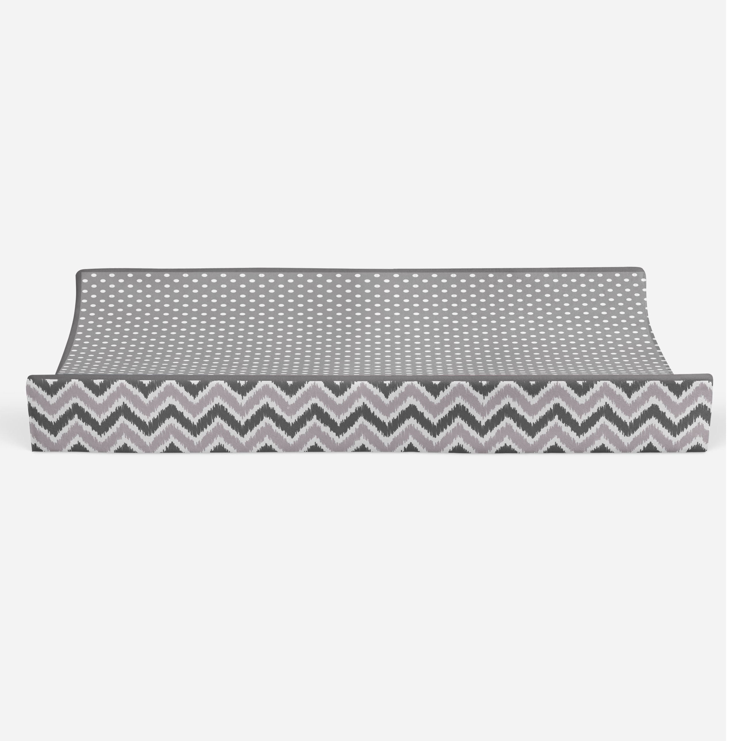 Bacati - Mix N Match Chevron/Dots Gray Neutral Quilted Changing Pad Cover