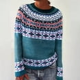 thumbnail image 2 of Feancey Women's Vintage Fair Isle Pullover Sweater Knitted Long Sleeve Crewneck Sweaters Cozy Casual Plus Size Sweater Tops Blue S, 2 of 5