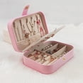 thumbnail image 2 of Joyero de viaje de cuero de PU - Caja de almacenamiento de joyas para aretes, anillos, collares - Regalos de dama de honor para niñas Estuche de joyería de cuero de PU (rosa), 2 of 3