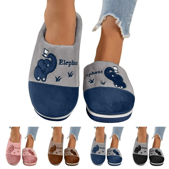 Dakaela Plush Animal Slippers for Women Men Winter Warm Couple House Shoes Non Slip Bedroom Slides