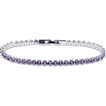 Savlano 14K White Gold Plated Purple Cubic Zirconia Round 4MM Classic Tennis Bracelet For Women