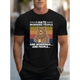 thumbnail image 1 of I HATE MORNING PEOPLE Cartoon Bear Pattern Men's Casual Short Sleeve Crew Neck T-shirt, Summer Outdoor Tee For Adult, Men, Women, Teen, Teenager, Adolescent, Youth, 1 of 5