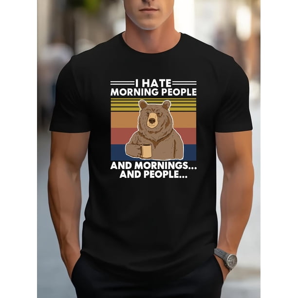 Camiseta informal de manga corta con cuello redondo y estampado de oso de dibujos animados para hombre, ideal para verano, para adultos, hombres, mujeres, adolescentes, jóvenes y para el tiempo libre.