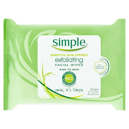 Simple Exfoliating Facial Wipes, 25 count