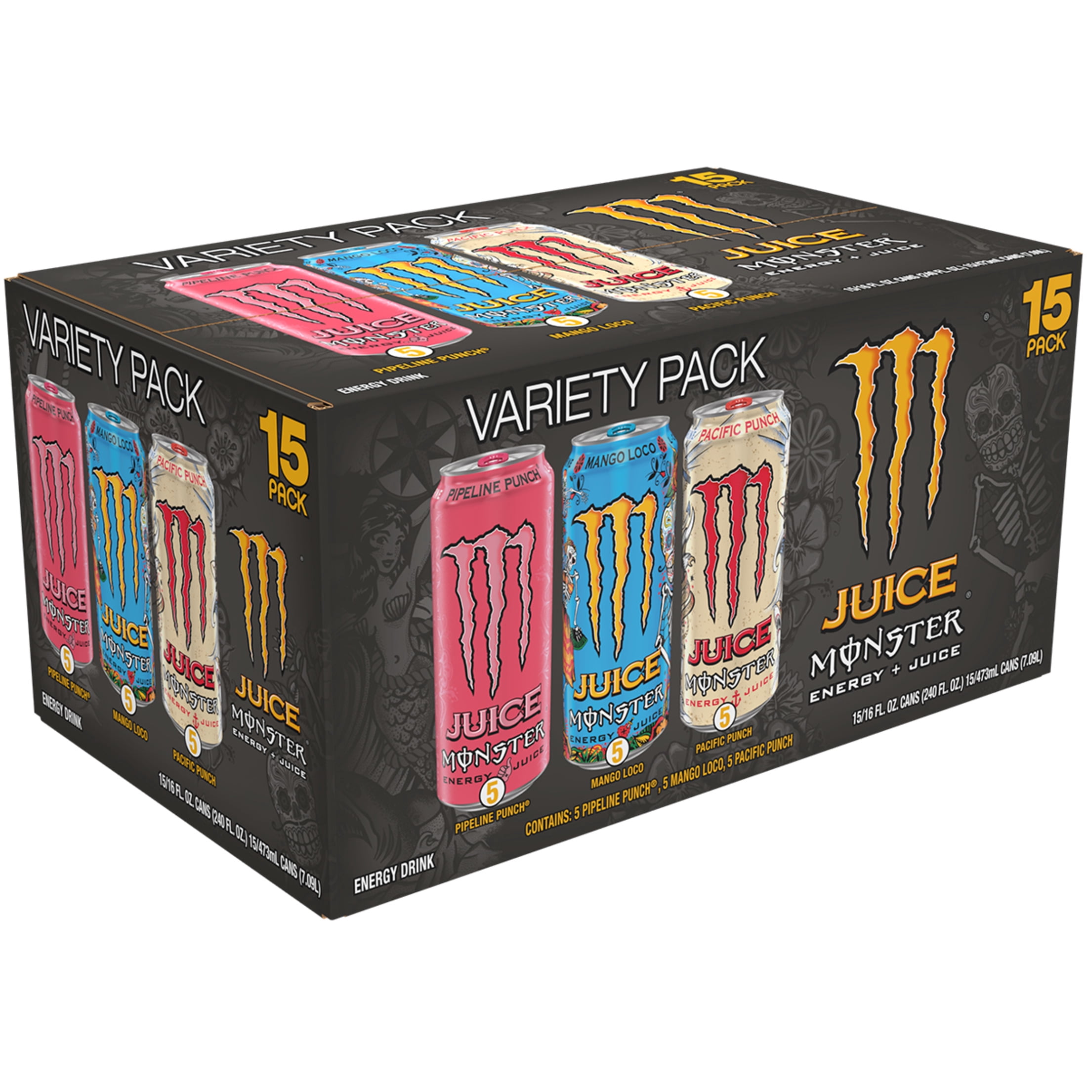 Monster Energy Juice Monster Variety Pack Energy Drink, 15-Pack, 16 Oz Cans