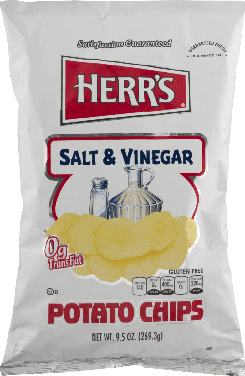 Herr's Salt & Vinegar Potato Chips 9.5 Oz. Bag (4 Bags)