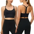 thumbnail image 2 of PEASKJP Women's Sports Bras Women's High Neck Longline Sports Bra - Padded Racerback Yoga Bra Crop Tank Top with Built in Shelf Bra (Black,M), 2 of 3