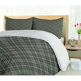 thumbnail image 5 of Ambesonne Abstract Duvet Cover Set, Classic Plaid Inspired, Calking, Redbrown Slate Blue, 5 of 6
