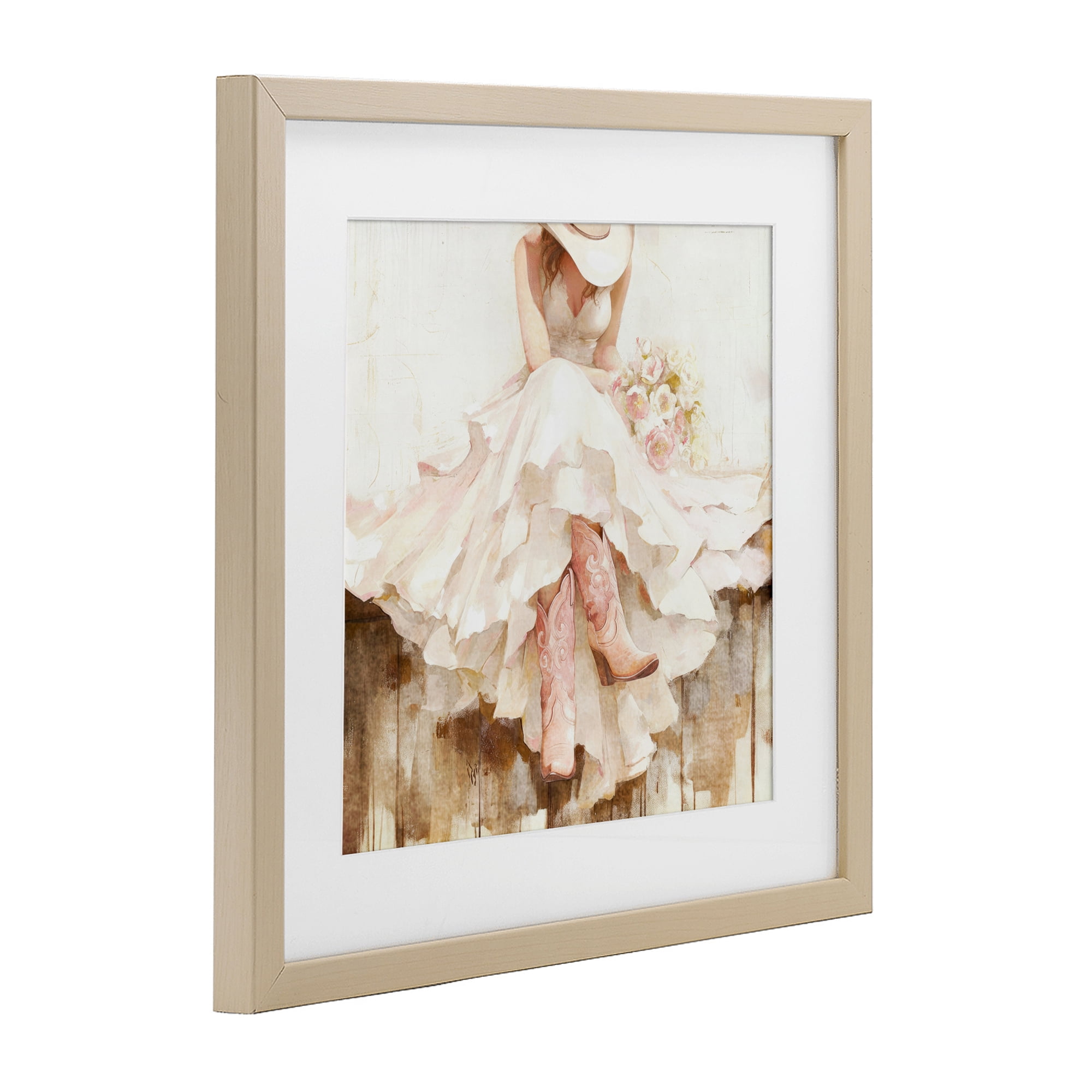 Stupell Industries Cowgirl On The Fence Birch Framed Print Under Glass, design by Tina LeCour