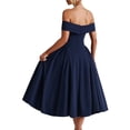 thumbnail image 3 of Women'S Off the Shoulder Cocktail Maxi Dress Sleeveless Casual A Line Elegant Flowy Formal Dresses Navy Blue M, 3 of 9