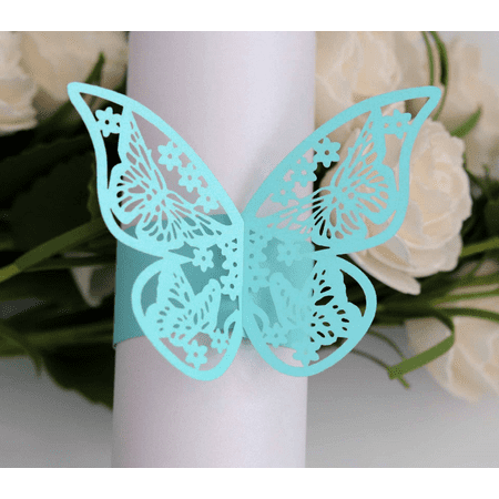 

JUSTUP 100pcs 3D Butterfly Paper Napkin Rings Weddings Party Serviette Table Decoration Restaurant (Tiffany Holland)